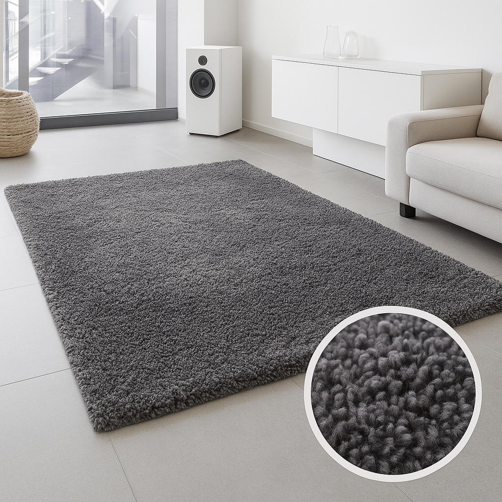 ✅ TAPIS SHAGGY UNI GRIS FONCE (Dimensions: 2m x 3m)