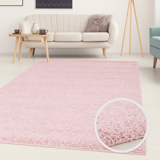 ✅ TAPIS SHAGGY UNI ROSE (Dimensions: 1m x 2m)