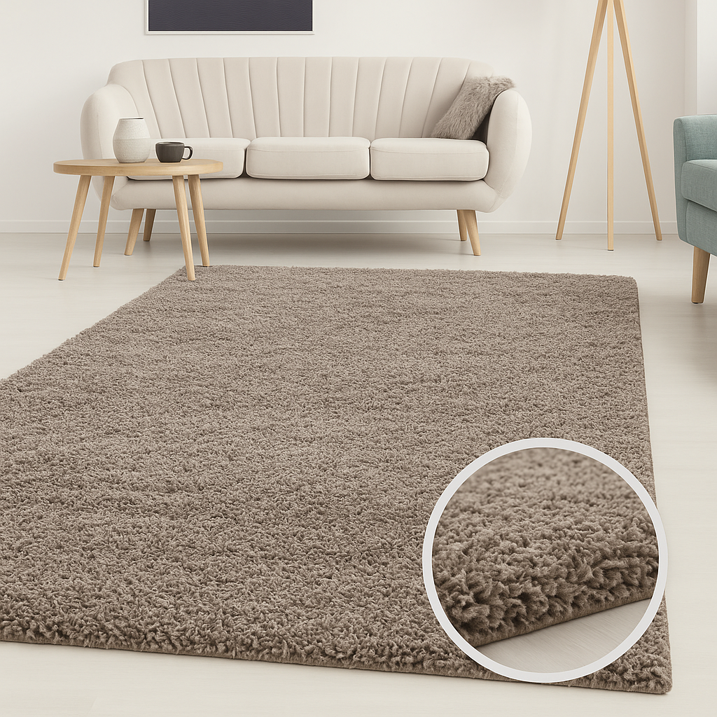 ✅ TAPIS SHAGGY UNI TAUPE (Dimensions: 2m x 3m)