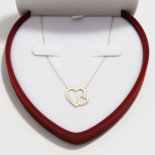 COLLIER EN OR 18 CARRATS "DOUBLE COEUR"