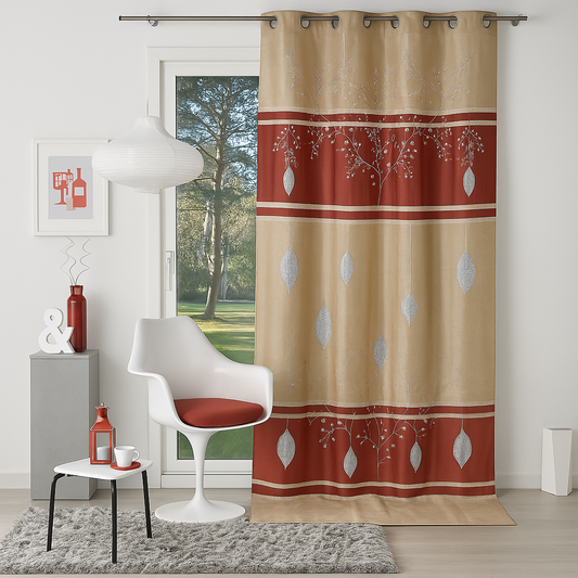 ✅ RIDEAU OCCULTANT ROUGE BEIGE ARGENT L140 x H260 cm