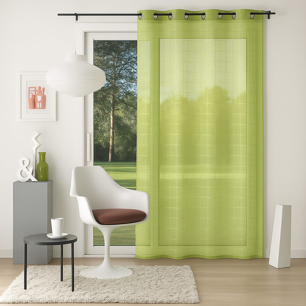 ✅ VOILAGE MOTIF RECTANGLE VERT L140 x H260 cm