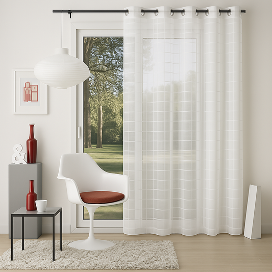✅ VOILAGE MOTIF RECTANGLE BLANC L140 x H240 cm