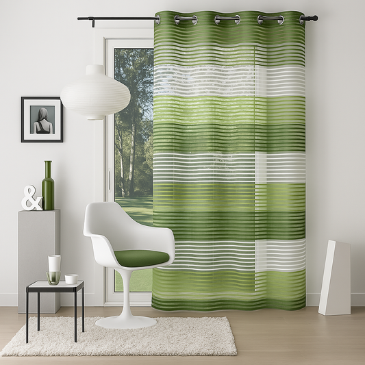 ✅ VOILAGE RAYURE VERT/BLANC L140 x H260 cm