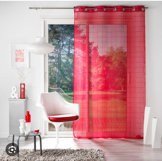 ✅ VOILAGE MOTIF RECTANGLE ROUGE L140 x H260 cm