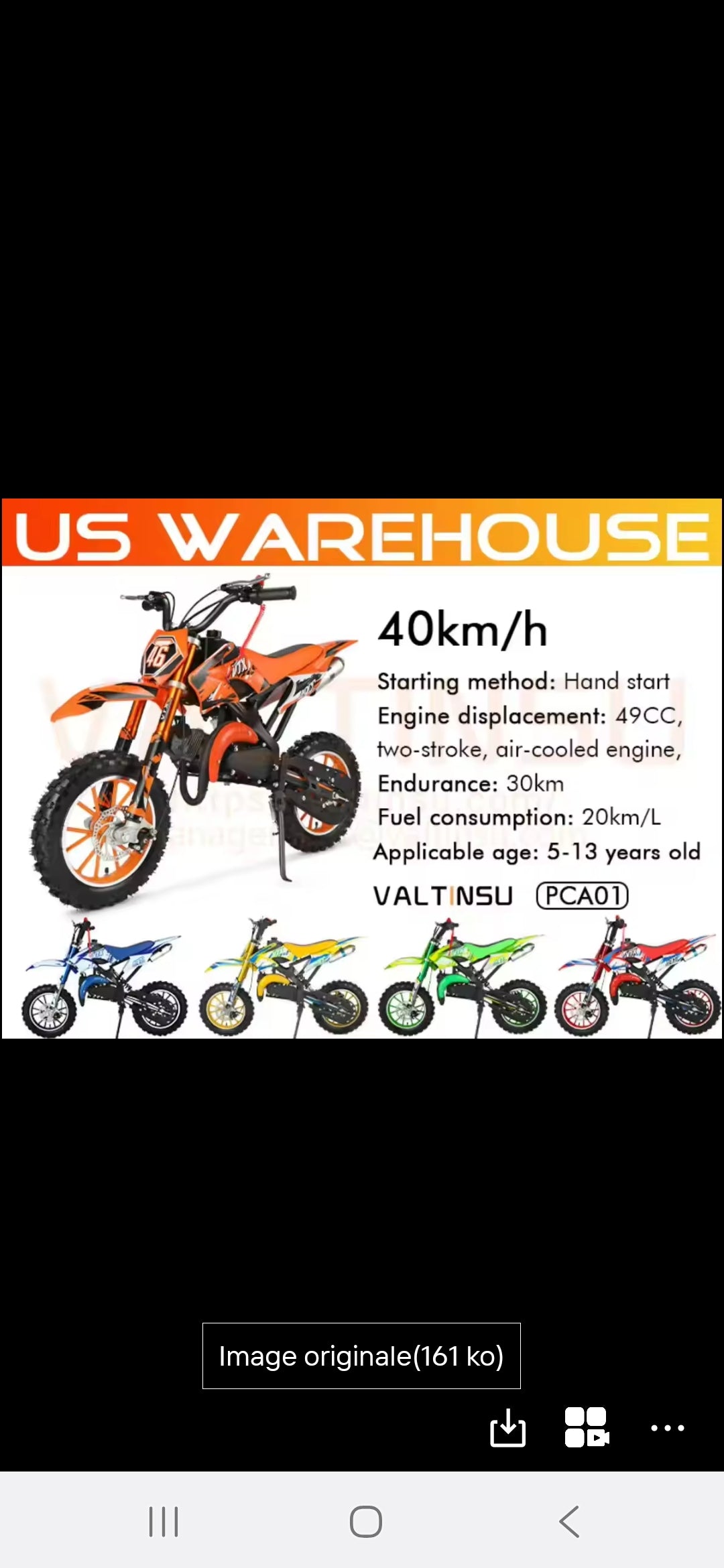 🏍️ Mini Moto Cross 49cc Essence – Jusqu'à 40 km/h