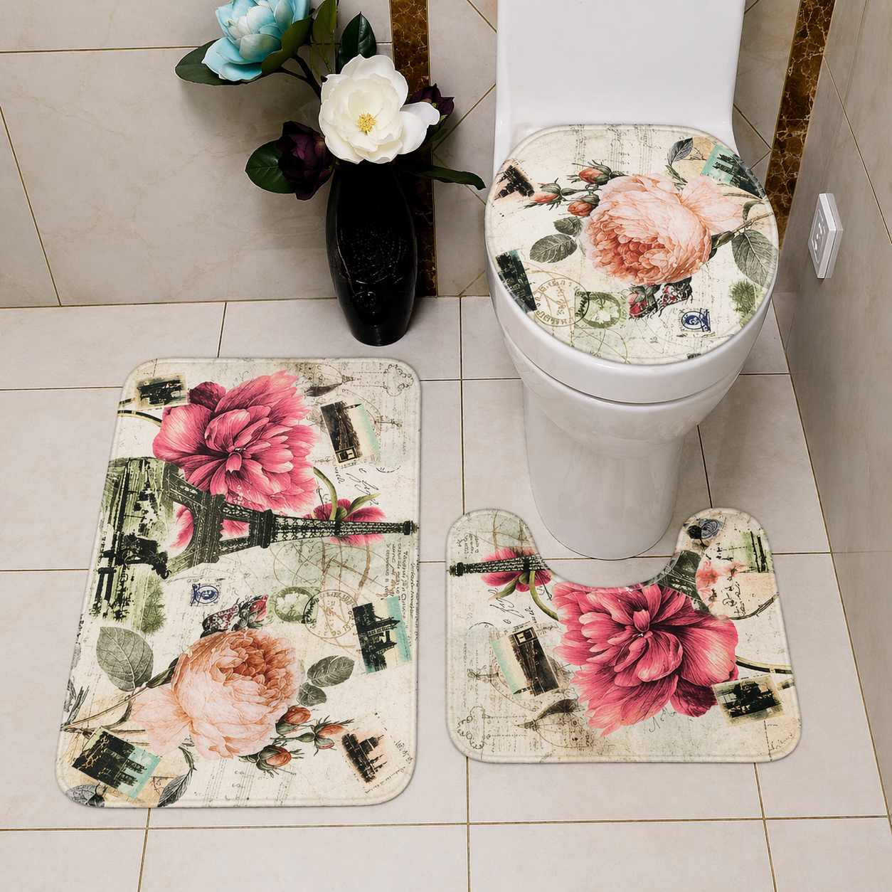 ✅ SET DE 03 PC TAPIS SALLE DE BAIN