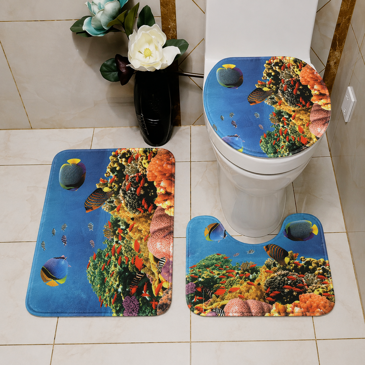 ✅ SET DE 03 PC TAPIS SALLE DE BAIN