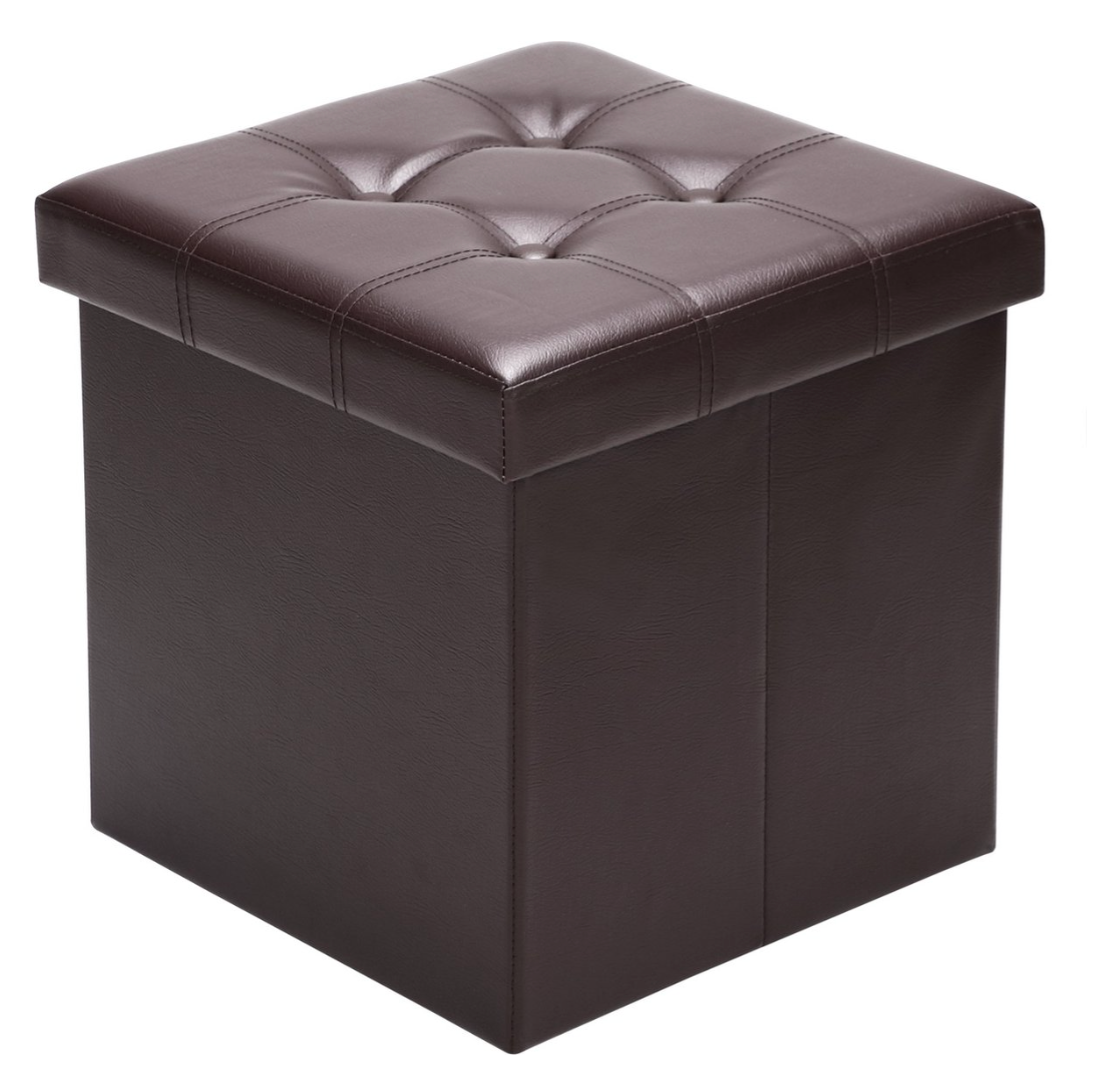 Pouf de Rangement Pliable Noir 38 cm x 38 cm x 38 cm