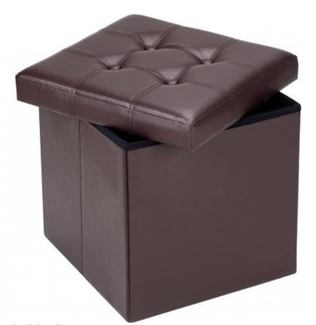 Pouf de Rangement Pliable Noir 38 cm x 38 cm x 38 cm