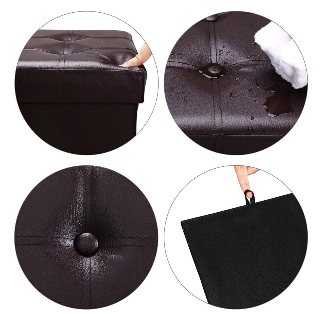 Pouf de Rangement Pliable Noir 38 cm x 38 cm x 38 cm