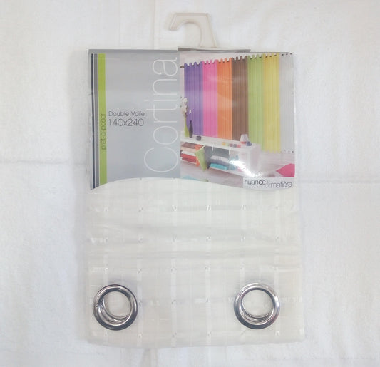Rideau Voilage Motifs Rectangle Blanc L140 x H260 cm